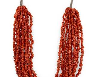Sterling 10-Strand Coral Beaded Necklace