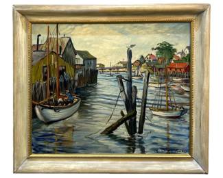Signed Sara M. Pinkus East Coast Oil on Canvas