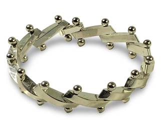 Stylized Sterling Ball Zig Zag Link Bracelet