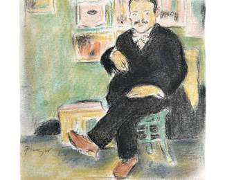 Signed Attributed Picasso Chalk Pastel Drawing
