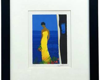 AP Signed Emile Bellet âMoment Blue" Lithograph