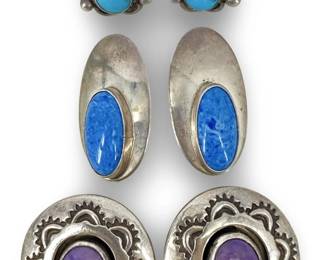 Three Pairs of Sterling Clip-On Earrings
