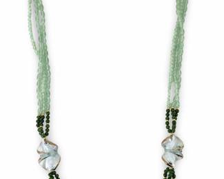 Beaded Green Art Glass Necklace