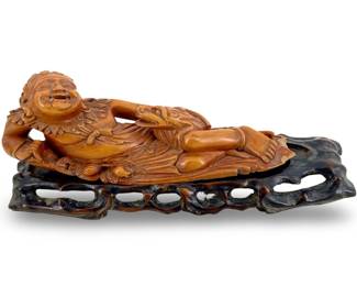 Hand Carved Chinese Wooden Laughing Buddha