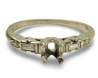 14Kt White Gold Baguette Diamond Ring