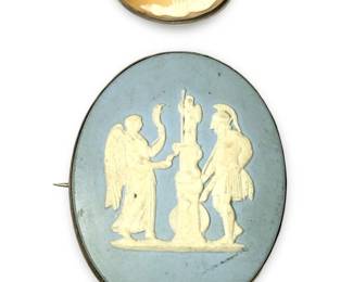 2 Victorian Silver Wedgwood Cameo Pins