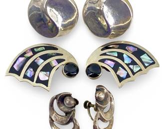 3 Pairs of Sterling Silver Earrings