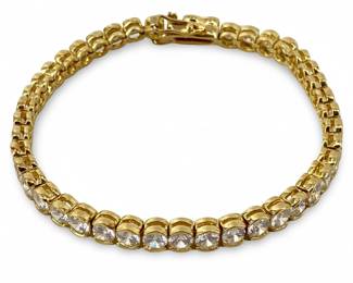 Rhinestone Inlaid Sterling Silver Bracelet