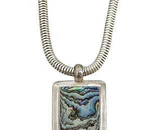 Sterling Silver Abalone Pendant Necklace