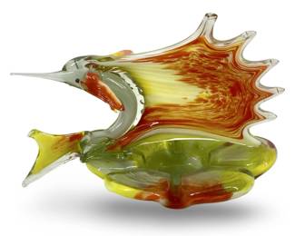 Art Glass Swordfish Design Ash Tray