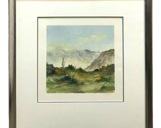 Signed C. Selmi Desert Scene Acrylic on Paper