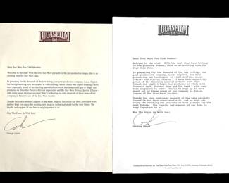 2pc Hand Signed George Lucas Fan Club Letters