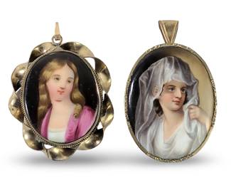 2 Lovely Gold Plate Victorian Cameo Pendants