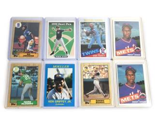 8 Assorted 1980âs 90âs Topps Baseball Rookie Cards