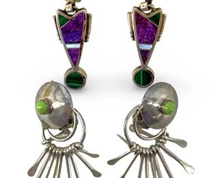 2 Pairs of Sterling Silver Clip-On Earrings
