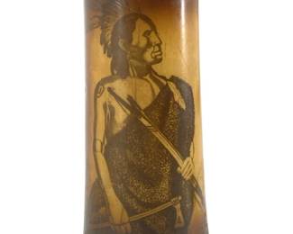 Vintage Glass Native American Chief Design Cup