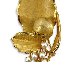 12KT Gold Filled Capri Leaf Brooch