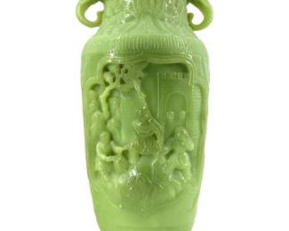 Chinese Green Resin Faux Jade Vase