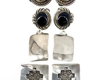 4 Pairs of Sterling Silver Clip-On Earrings
