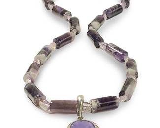 Charming Cut Amethyst Tube Shape Necklace