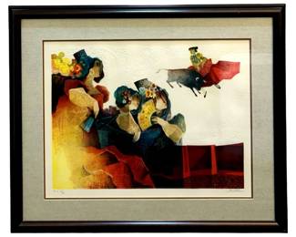 AP Signed Sunol Alvar âCarmen" Embossed Litho