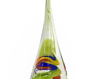 Signed Swirled Ribbon Murano Art Glass Sculpture