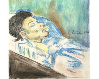 Signed Attributed Pablo Picasso Pastel Drawing