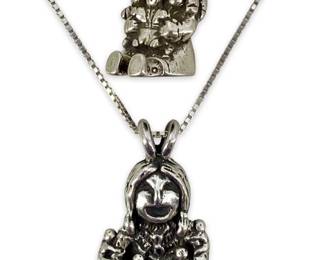 2pc Sterling Native American Storyteller Pendants