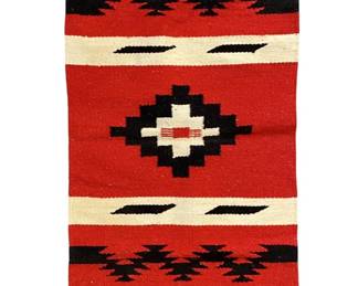 Hand Woven Native American Red/White/Black Rug