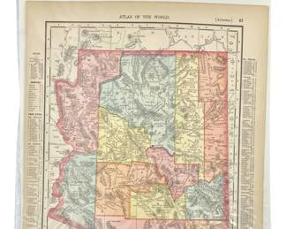 1907 Atlas of the World [Arizona] Antique Map
