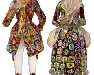 Murano Millefiori Art Glass George/Eleanor Figures