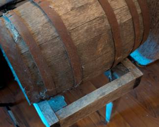 Antique keg barrel on stand