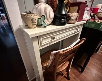 Desk and cane bottom chair