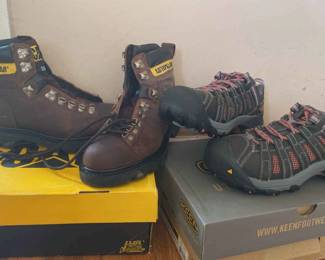 Mens Size 75 Caterpillar Steel Toe Water Resistant Oil Tab Leather Boots With Keen Footwear