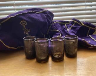 Vintage Shot Glasses With Crown Royal Bags