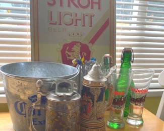 German Beer Steins With Corona Ice Bucket Strong Light Bar Sign Glass Stir Sticks And Others