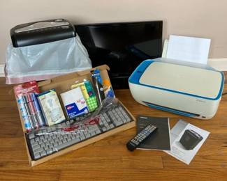 Hp DeskJet 3632 Printer Aurora AU870MA Shredder Samsung Monitor And Other Office Supplies