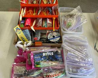 Adventurer Tackle Box Filled With Jigs Spoons Soft Plastics Weights Floats And More