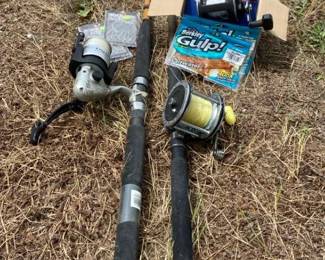 Penn Level Wind Reel 2 Deep Sea Fishing Poles Hooks Bait