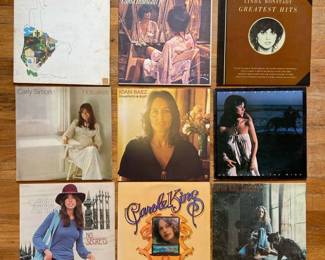 Collection Of 9 Vintage Vinyl Records Including Carly Simon Joni Mitchell Carole King Joan Baez