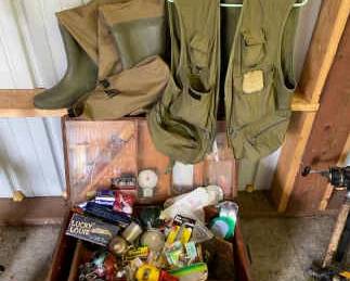 Hodgman Waders Fishing Vest Mystery Trunk Full Of Fishing Treasure