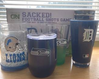 Sports Memorabilia Cups and New Set Of Football Shot Glasses