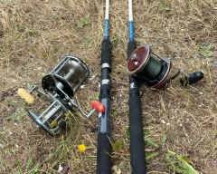 Two Deep Sea Shakespeare Sturdy Stik Poles Penn Senator Reel 2 Penn Long Beach Reels