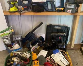 Ryobi Hand Tools Including Electric Sander Saws Drill Batteries Charger Other Tools