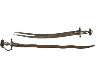19th C. Persian Zulfiqar Short Swords