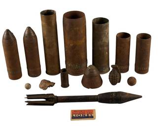 Collection of 13 Mixed Inert Military Ordnance