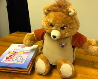 Teddy Ruxpin and books, cassettes