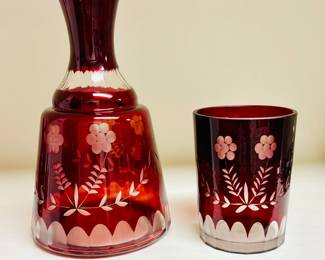 Cut glass decanter set