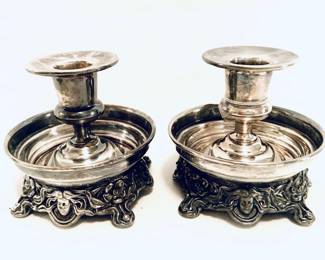 ART DECO SILVER PLATED CANDLE HOLDERS