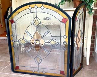 STAINED GLASS FIREPLACE SCREEN